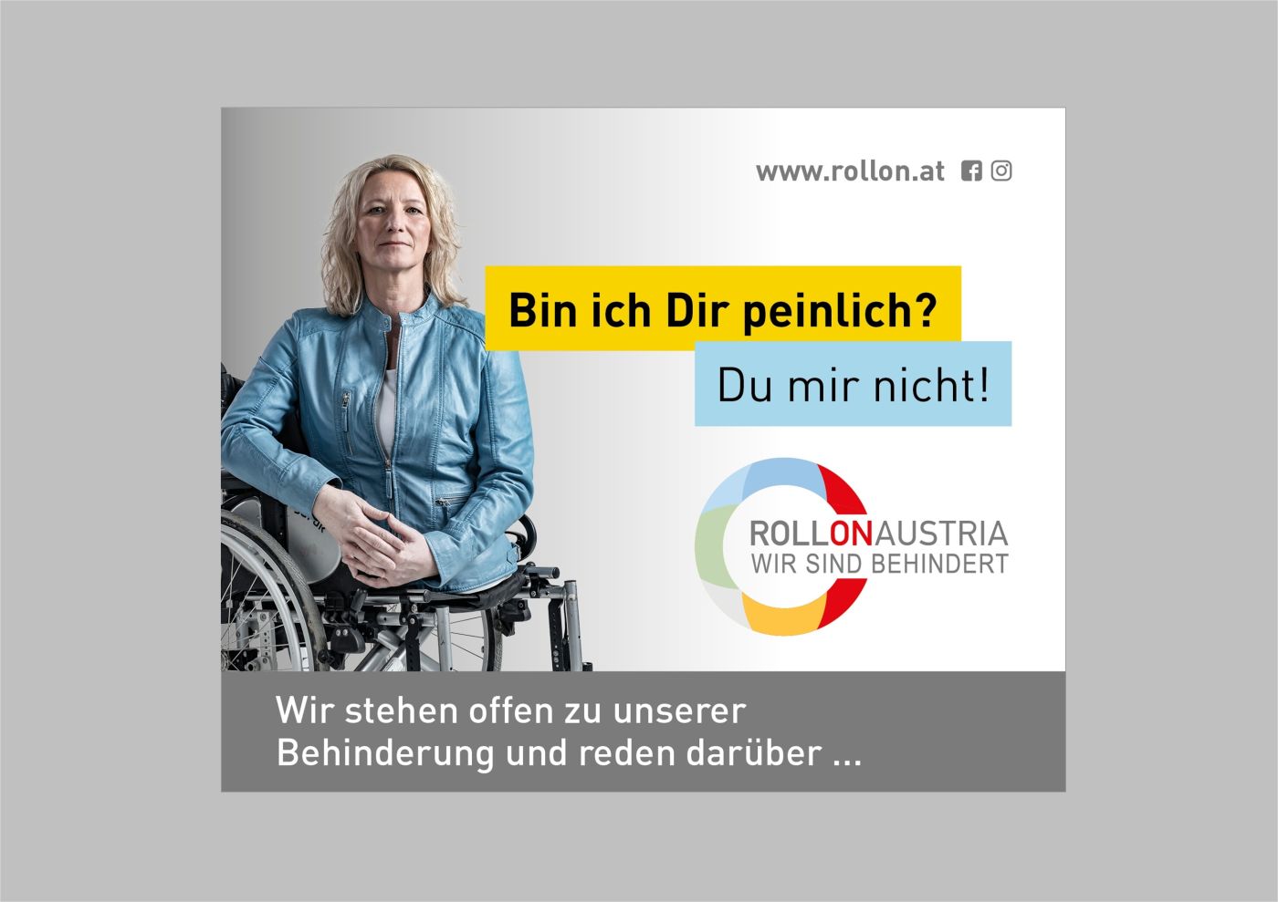 Silke Naun-Bates als Testimonial der Kampagne "Bin ich dir peinlich? Du mir nicht!